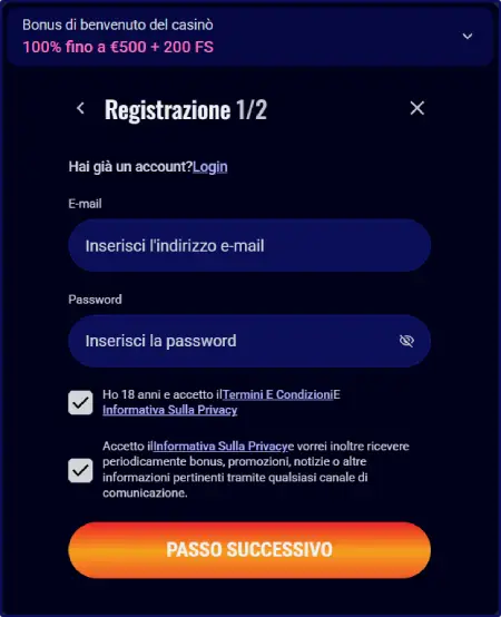 BotSpinsBet Casino Registrazione